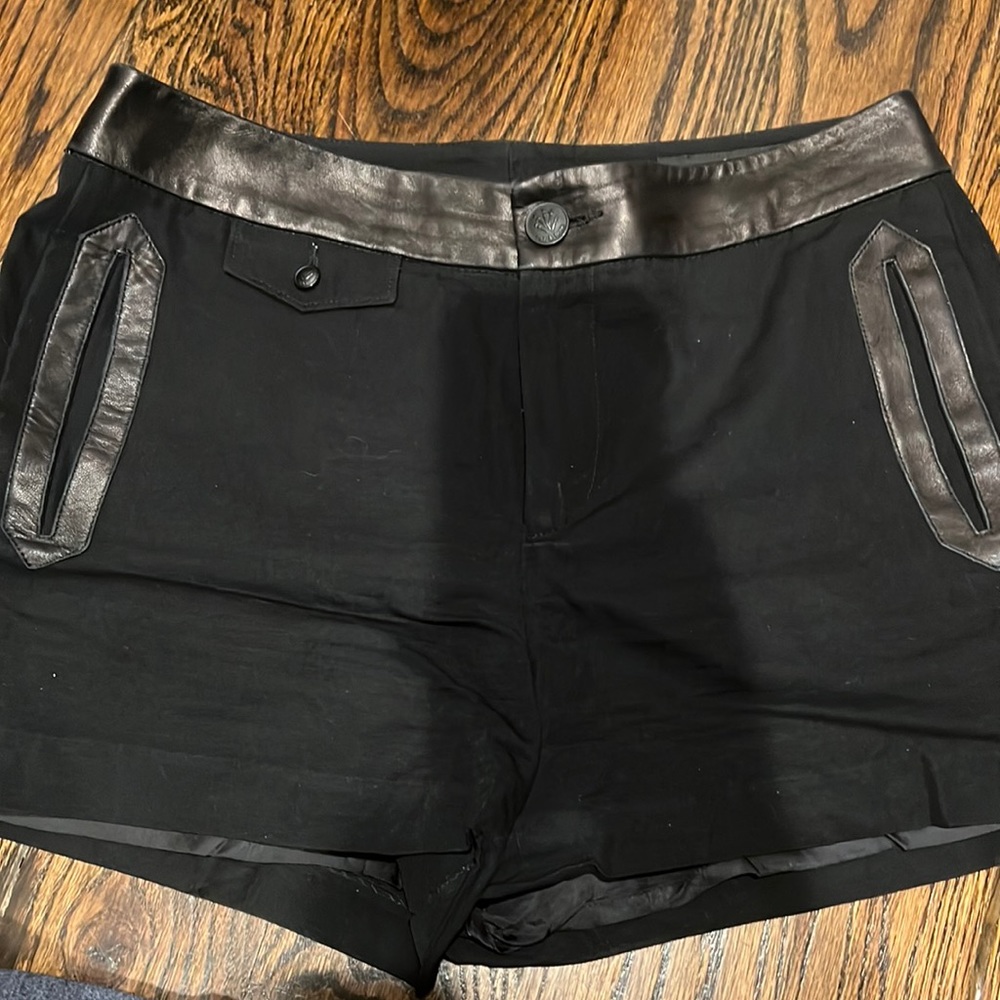 Rag and bone shorts with leather detailing , size 8